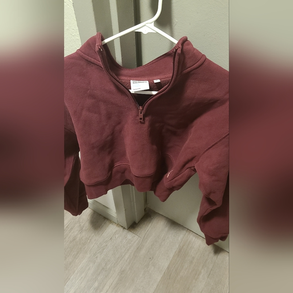 ARITZIA QUARTER ZIP CROPPED PULLOVER NWT